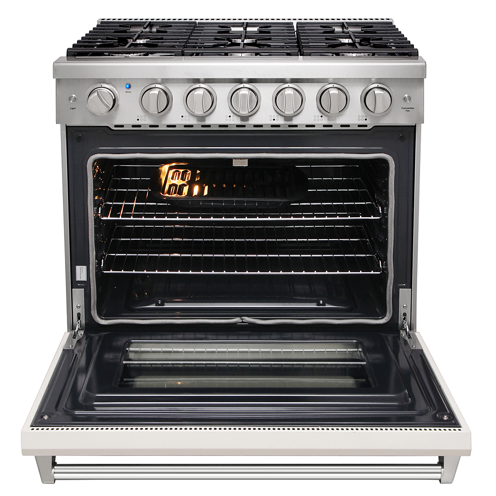 36 inch gas range and range hood set - White