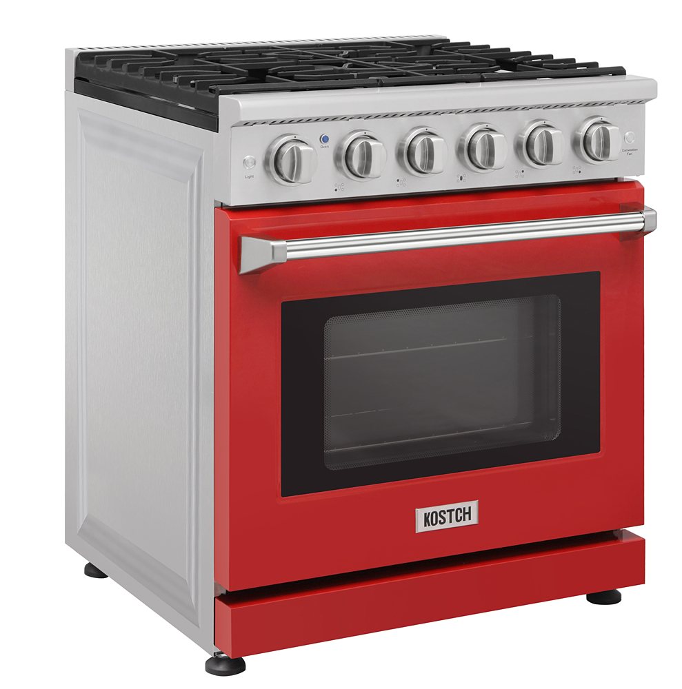 30 inch gas range and range hood set - Red