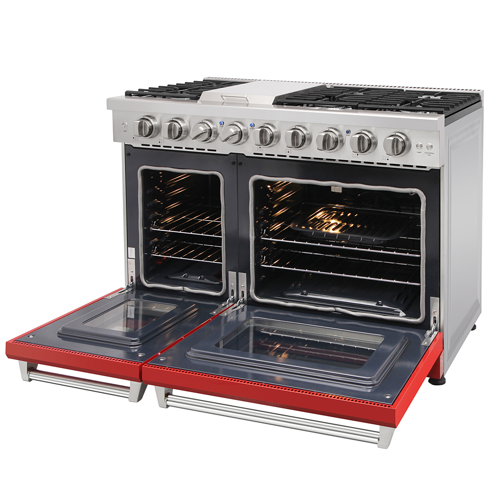 48 inch gas range and range hood set - Red